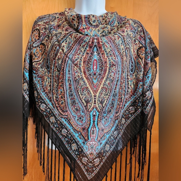 India Bohemian Paisley Fringe Shawl Cotton - Picture 4 of 9